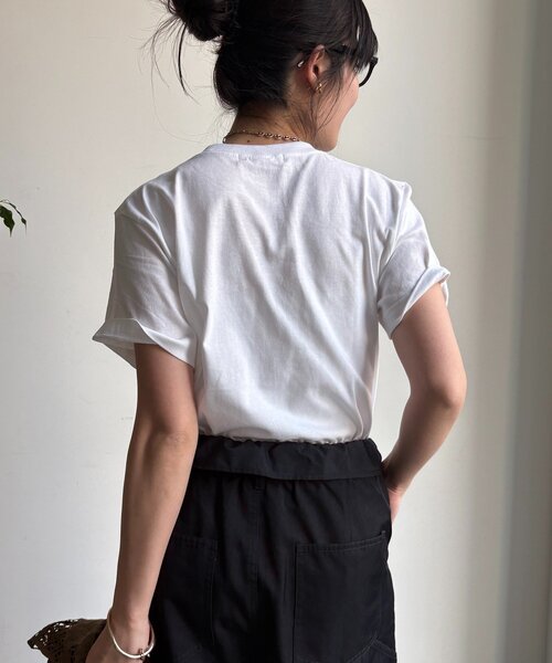 DouDou（ドゥドゥ）の「voileワンポイントフロッキーロゴTEE（Tシャツ/カットソー・レディース・ブラウン/ホワイト/チャコールグレー/グレー・FREE）」の13枚目の写真