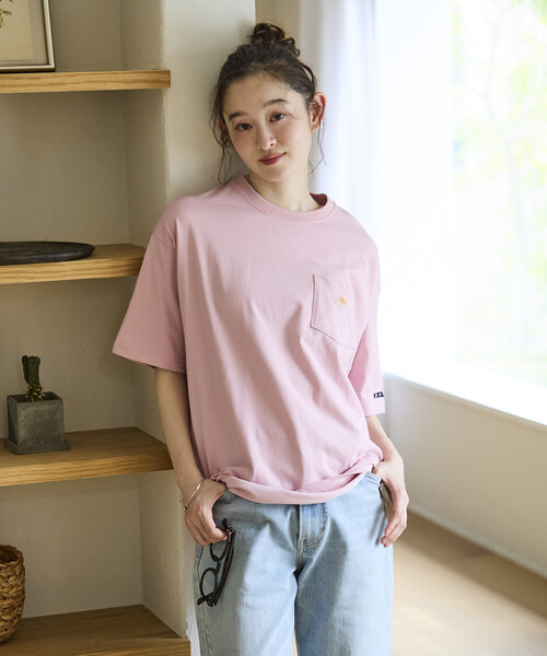 FREAK'S STORE（フリークスストア）の「限定展開 KELTY×FREAK'S STORE ケルティ 別注 ワンポイント ヴィンテージロゴ クルーネック ポケットTシャツ UVカット 接触冷感 吸水速乾（Tシャツ/カットソー・メンズ・オリーブ/ベージュ/スミクロ/ネイビー/ブラック/ピンク/ホワイト/杢グレー・LARGE/MEDIUM/SMALL/X-LARGE）」の14枚目の写真