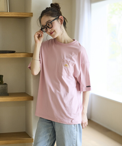 FREAK'S STORE（フリークスストア）の「限定展開 KELTY×FREAK'S STORE ケルティ 別注 ワンポイント ヴィンテージロゴ クルーネック ポケットTシャツ UVカット 接触冷感 吸水速乾（Tシャツ/カットソー・メンズ・オリーブ/ベージュ/スミクロ/ネイビー/ブラック/ピンク/ホワイト/杢グレー・LARGE/MEDIUM/SMALL/X-LARGE）」の12枚目の写真