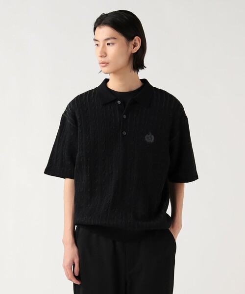 BEAMS HEART(ビームスハート)の「【7/9値下げ】ケーブル エンブレム ニット ポロシャツ(ポロシャツ・メンズ・ブラック/グレー・SMALL/MEDIUM/LARGE)」の2枚目の写真