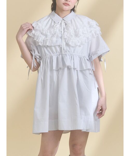 merry jenny（メリージェニー）の「ストライプフリルミニワンピース（ワンピース・レディース・ピンク/ライトブルー/ブルー・FREE）」の2枚目の写真