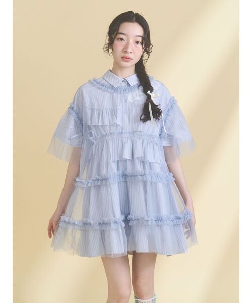 merry jenny（メリージェニー）の「ストライプフリルミニワンピース（ワンピース・レディース・ピンク/ライトブルー/ブルー・FREE）」の15枚目の写真