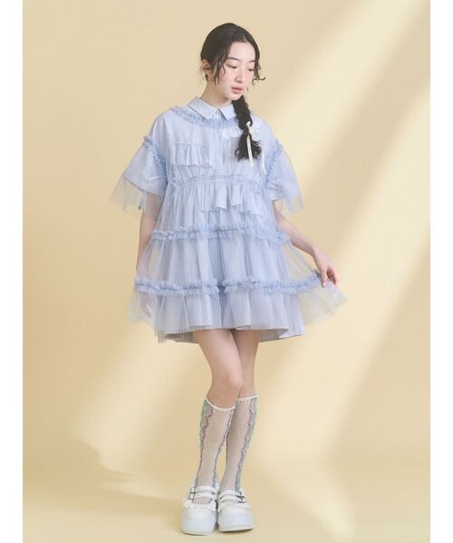 merry jenny（メリージェニー）の「ストライプフリルミニワンピース（ワンピース・レディース・ピンク/ライトブルー/ブルー・FREE）」の17枚目の写真