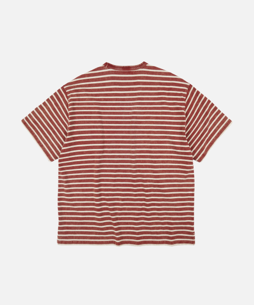 FRIZMWORKS(フリズムワークス)の「VINTAGE FADED STRIPE HALF TEE _ BURGUNDY(Tシャツ/カットソー・メンズ・その他・LARGE/MEDIUM/SMALL/X-LARGE)」の6枚目の写真