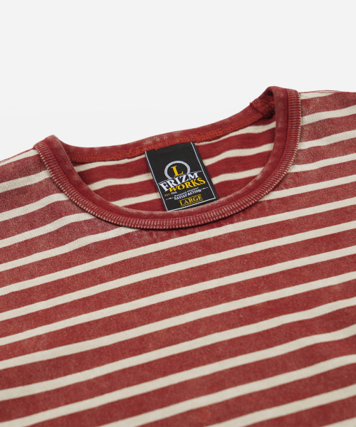 FRIZMWORKS(フリズムワークス)の「VINTAGE FADED STRIPE HALF TEE _ BURGUNDY(Tシャツ/カットソー・メンズ・その他・LARGE/MEDIUM/SMALL/X-LARGE)」の5枚目の写真
