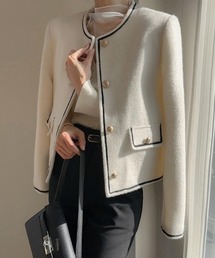 ノーカラー ショート ジャケット