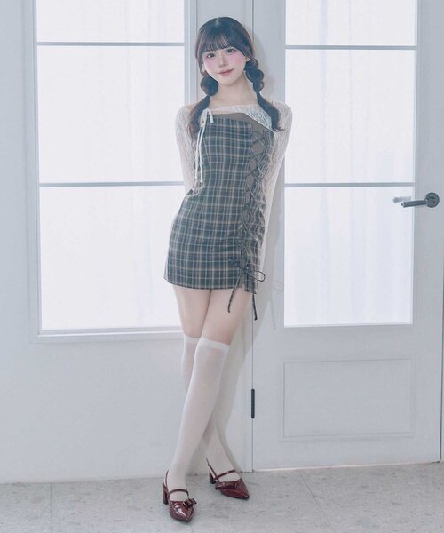ワンピース BelleCharme Lace-up CamiOnepieceBolero セール】【Belle Charme】Lace-up Cami Onepiece×Bolero Set