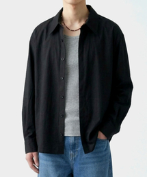 UNDEROFF（アンダーオフ）の「オーバーサイズストレッチクロップシャツブラック（シャツ/ブラウス）」