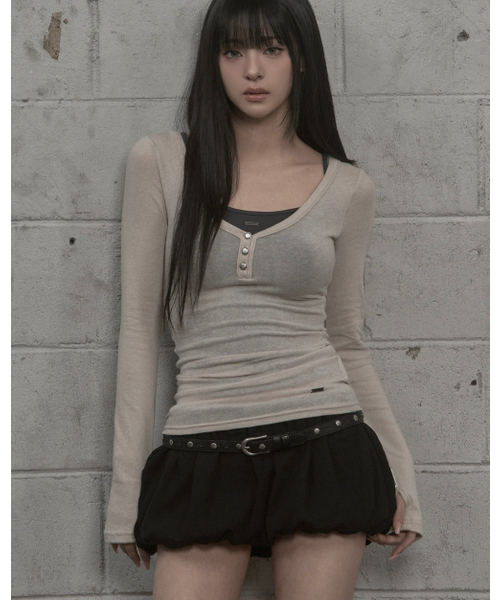 KHAKIPOINT(カーキポイント)の「Steel Button Top (sage)(Tシャツ/カットソー・レディース・その他・FREE)」の1枚目の写真