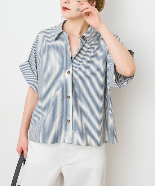 スピックアンドスパン　ハーフスリーブポプリンシャツ ハーフスリーブポプリンシャツ（シャツ/ブラウス）｜Spick & Span