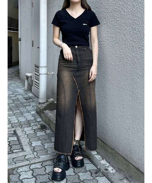 MURUA(ムルーア)の「ライティングロゴプレートTシャツ(Tシャツ/カットソー・レディース・パープル/ブラック/ホワイト・FREE)」の10枚目の写真