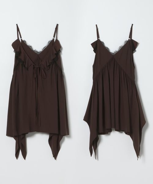 JEANASIS（ジーナシス）の「2WAYイレヘムキャミチュニック/672062（チュニック・レディース・ブラック/ブラウン/オフホワイト・FREE）」の3枚目の写真