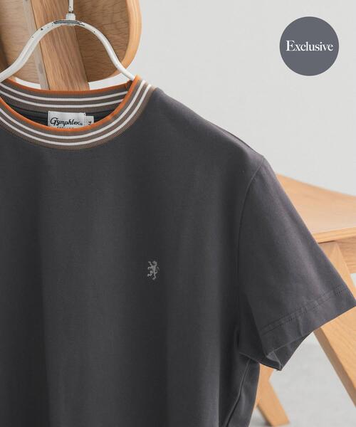 GYMPHLEX（ジムフレックス）の「『別注』GYMPHLEX×DOORS　KNIT LINE T-SHIRTS（Tシャツ/カットソー・レディース・チャコールグレー/ブルー/ホワイト/ピンク・ONE）」の3枚目の写真