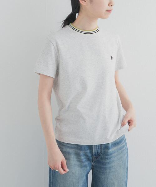 GYMPHLEX（ジムフレックス）の「『別注』GYMPHLEX×DOORS　KNIT LINE T-SHIRTS（Tシャツ/カットソー・レディース・チャコールグレー/ブルー/ホワイト/ピンク・ONE）」の5枚目の写真