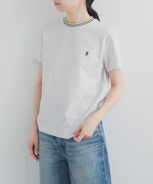 GYMPHLEX（ジムフレックス）の「『別注』GYMPHLEX×DOORS　KNIT LINE T-SHIRTS（Tシャツ/カットソー・レディース・チャコールグレー/ブルー/ホワイト/ピンク・ONE）」の6枚目の写真