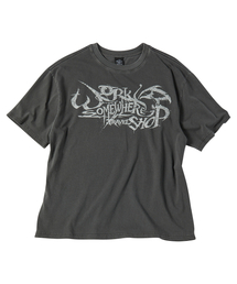 カリグラフィーピグメント半袖Tシャツブラックチャコール