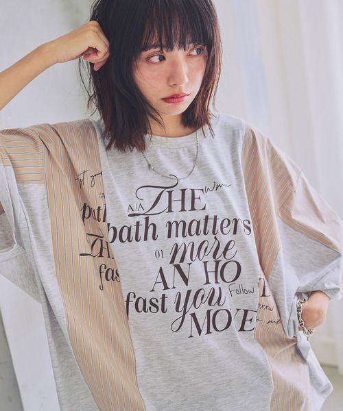 PBLIM(ページボーイリム)の「《UNISEX》リメイクフウルーズT(Tシャツ/カットソー・レディース・ネイビー系/グレー系・FREE)」の2枚目の写真