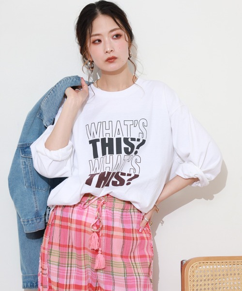 FUNALIVE(ファンアライブ)の「LE MELANGE 8分袖プリントTシャツ(Tシャツ/カットソー・レディース・ブラウン/ホワイト/ライトピンク・FREE)」の6枚目の写真