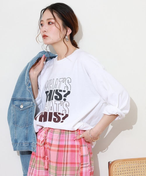 FUNALIVE(ファンアライブ)の「LE MELANGE 8分袖プリントTシャツ(Tシャツ/カットソー・レディース・ブラウン/ホワイト/ライトピンク・FREE)」の7枚目の写真