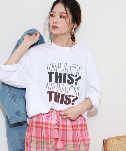 FUNALIVE(ファンアライブ)の「LE MELANGE 8分袖プリントTシャツ(Tシャツ/カットソー・レディース・ブラウン/ホワイト/ライトピンク・FREE)」の8枚目の写真