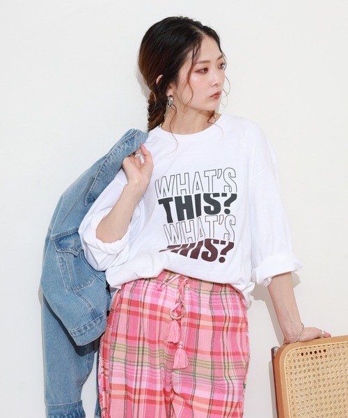 FUNALIVE(ファンアライブ)の「LE MELANGE 8分袖プリントTシャツ(Tシャツ/カットソー・レディース・ブラウン/ホワイト/ライトピンク・FREE)」の9枚目の写真