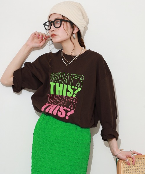FUNALIVE(ファンアライブ)の「LE MELANGE 8分袖プリントTシャツ(Tシャツ/カットソー・レディース・ブラウン/ホワイト/ライトピンク・FREE)」の12枚目の写真