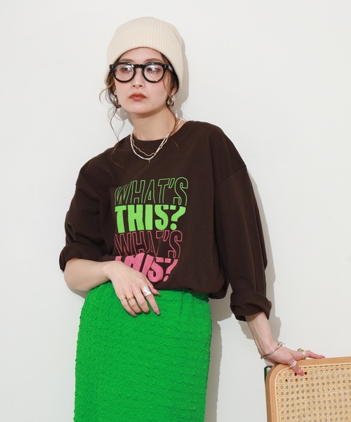 FUNALIVE(ファンアライブ)の「LE MELANGE 8分袖プリントTシャツ(Tシャツ/カットソー・レディース・ブラウン/ホワイト/ライトピンク・FREE)」の13枚目の写真