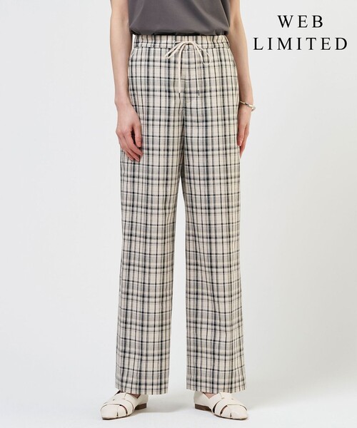 J.PRESS Ladies(J.プレス レディス)の「【WEB限定カラーあり】リネンレーヨン 柄 ワイドパンツ(その他パンツ・レディース・ベージュ系3/ネイビー系3/ネイビー系1/アイボリー系1・XS/S)」の2枚目の写真