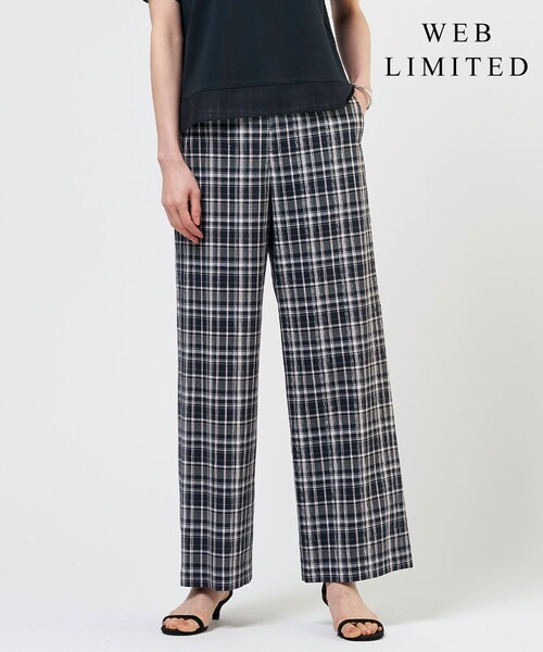 J.PRESS Ladies(J.プレス レディス)の「【WEB限定カラーあり】リネンレーヨン 柄 ワイドパンツ(その他パンツ・レディース・ベージュ系3/ネイビー系3/ネイビー系1/アイボリー系1・XS/S)」の4枚目の写真