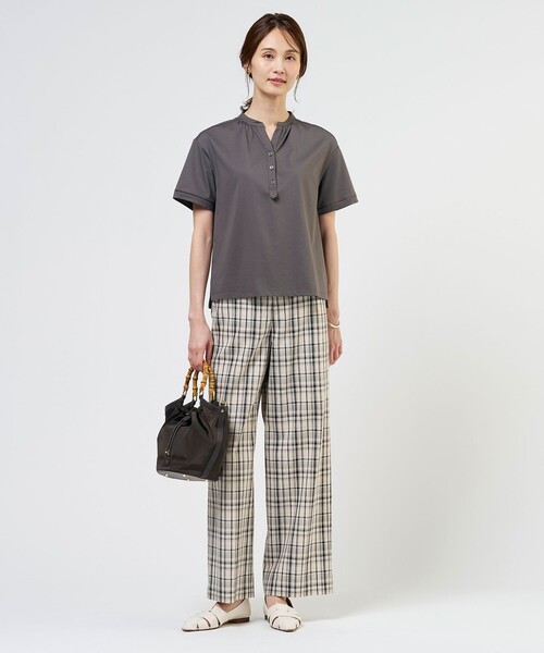 J.PRESS Ladies(J.プレス レディス)の「【WEB限定カラーあり】リネンレーヨン 柄 ワイドパンツ(その他パンツ・レディース・ベージュ系3/ネイビー系3/ネイビー系1/アイボリー系1・XS/S)」の7枚目の写真