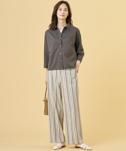 J.PRESS Ladies(J.プレス レディス)の「【WEB限定カラーあり】リネンレーヨン 柄 ワイドパンツ(その他パンツ・レディース・ベージュ系3/ネイビー系3/ネイビー系1/アイボリー系1・XS/S)」の10枚目の写真