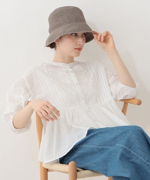 Afternoon Tea(アフタヌーンティー)の「細編みバケットUVハット(ハット・レディース・ライトブラウン/グレー・ONE SIZE)」の10枚目の写真