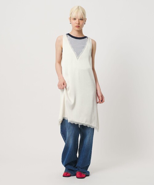 BEAUTY&YOUTH UNITED ARROWS(ビューティーアンドユースユナイテッドアローズ)の「レース ノースリーブ ミニワンピース ウォッシャブル(ワンピース・レディース・ブラック/オフホワイト・FREE)」の1枚目の写真