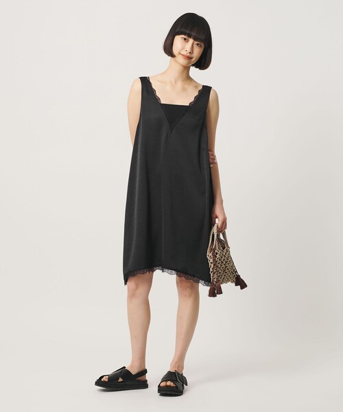 BEAUTY&YOUTH UNITED ARROWS(ビューティーアンドユースユナイテッドアローズ)の「レース ノースリーブ ミニワンピース ウォッシャブル(ワンピース・レディース・ブラック/オフホワイト・FREE)」の2枚目の写真