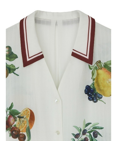 Ameri（アメリ）の「MEDI FRUIT SCARF PATTERN SHEER SHIRT（シャツ/ブラウス・レディース・ブラック/アイボリー・FREE）」の8枚目の写真