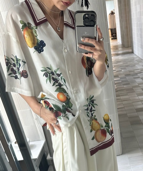 MEDI FRUIT SCARF PATTERN SHEER SHIRT（シャツ/ブラウス）｜Ameri