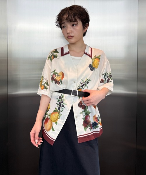 Ameri（アメリ）の「MEDI FRUIT SCARF PATTERN SHEER SHIRT（シャツ/ブラウス・レディース・ブラック/アイボリー・FREE）」の21枚目の写真