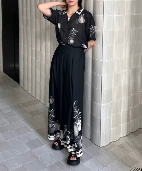 Ameri（アメリ）の「MEDI FRUIT SCARF PATTERN SHEER SHIRT（シャツ/ブラウス・レディース・ブラック/アイボリー・FREE）」の18枚目の写真