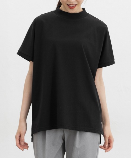 Honeys(ハニーズ)の「【ハニさら・接触冷感・UVカット・遮熱】ハイネックチュニック(Tシャツ/カットソー・レディース・パープル/ライトグレー/ネイビー/ブラック・L/LL/M/S)」の2枚目の写真