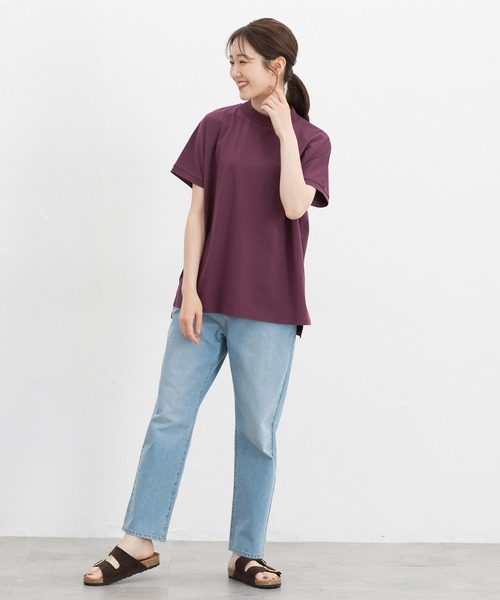 Honeys(ハニーズ)の「【ハニさら・接触冷感・UVカット・遮熱】ハイネックチュニック(Tシャツ/カットソー・レディース・パープル/ライトグレー/ネイビー/ブラック・L/LL/M/S)」の11枚目の写真