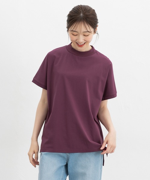 Honeys(ハニーズ)の「【ハニさら・接触冷感・UVカット・遮熱】ハイネックチュニック(Tシャツ/カットソー・レディース・パープル/ライトグレー/ネイビー/ブラック・L/LL/M/S)」の12枚目の写真