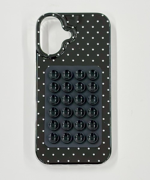 WEGO/吸盤付きドットiphoneケース（ブラック）（スマホケース/カバー