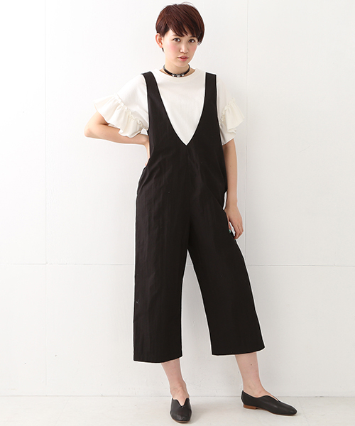 Ray BEAMS（レイビームス）の「Ray BEAMS / Vネック ワイド サロペット（サロペット/オーバーオール・レディース・ライトグレー/ブラック・1/0）」の11枚目の写真