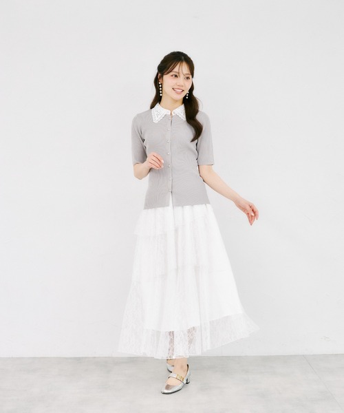tocco closet(トッコ クローゼット)の「チュールレースティアードスカート(スカート・レディース・オフホワイト・M)」の3枚目の写真