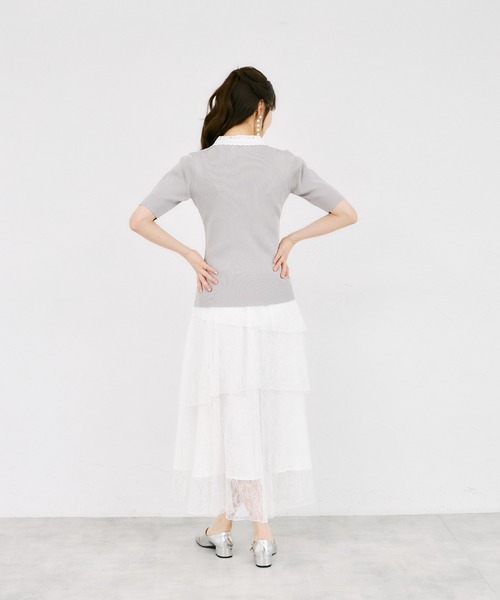 tocco closet(トッコ クローゼット)の「チュールレースティアードスカート(スカート・レディース・オフホワイト・M)」の6枚目の写真