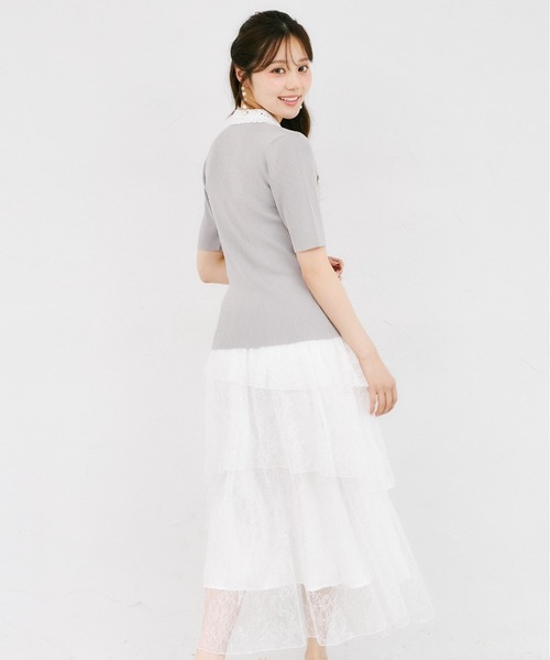 tocco closet(トッコ クローゼット)の「チュールレースティアードスカート(スカート・レディース・オフホワイト・M)」の8枚目の写真