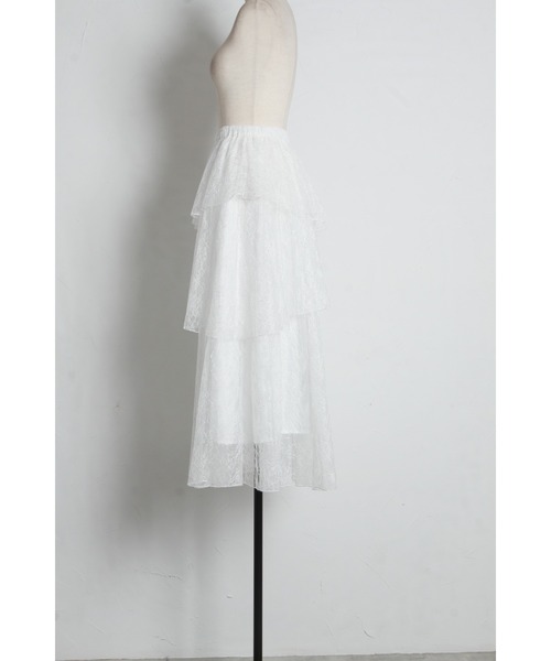 tocco closet(トッコ クローゼット)の「チュールレースティアードスカート(スカート・レディース・オフホワイト・M)」の10枚目の写真