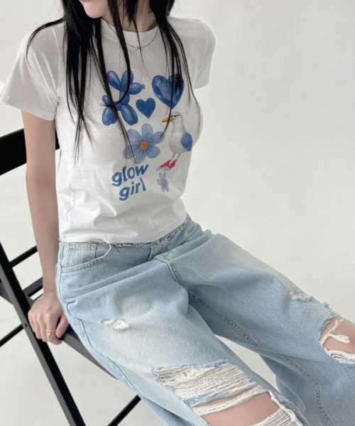 VIVID LADY(ビビッドレディー)の「グラフィックプリント 半袖カットソー(Tシャツ/カットソー・レディース・ホワイト・FREE)」の5枚目の写真