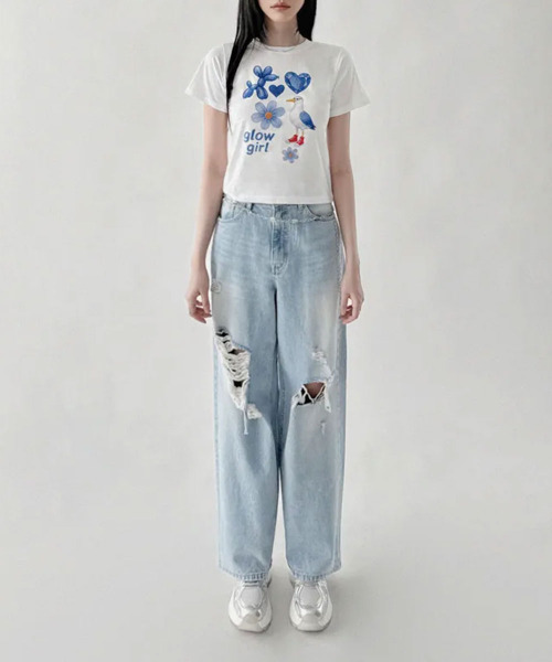 VIVID LADY(ビビッドレディー)の「グラフィックプリント 半袖カットソー(Tシャツ/カットソー・レディース・ホワイト・FREE)」の6枚目の写真