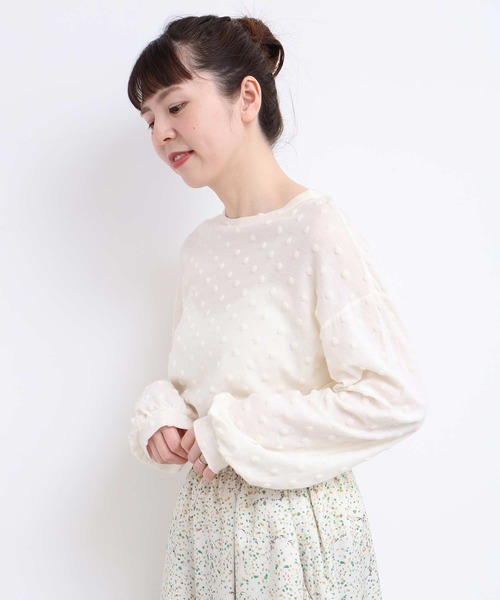 l'atelier du savon(アトリエドサボン)の「ベロアドット ロンT(Tシャツ/カットソー・レディース・ブラック/アイボリー・FREE)」の14枚目の写真